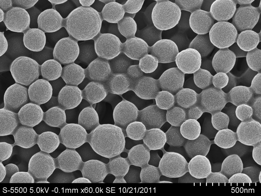 Elektronmikroskopbilde av nanopartikler (foto: YRR Mørch/SINTEF)